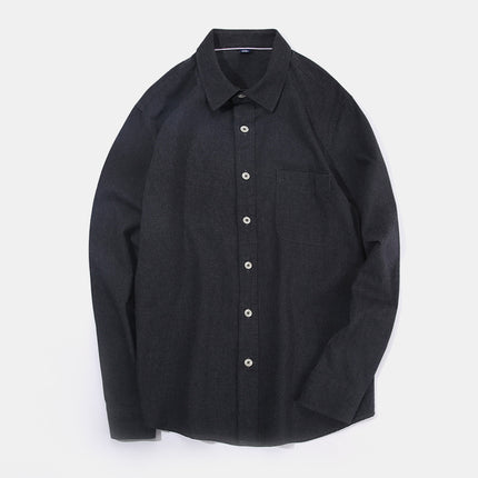 Dongyu Men's Spring and Autumn Shirts Men's Casual Pure Cotton Shirts Solid Color Long Sleeve Brushed Shirts Men's Ready Stock Wholesale