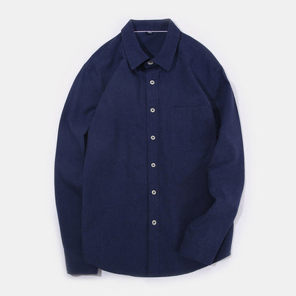 Dongyu Men's Spring and Autumn Shirts Men's Casual Pure Cotton Shirts Solid Color Long Sleeve Brushed Shirts Men's Ready Stock Wholesale