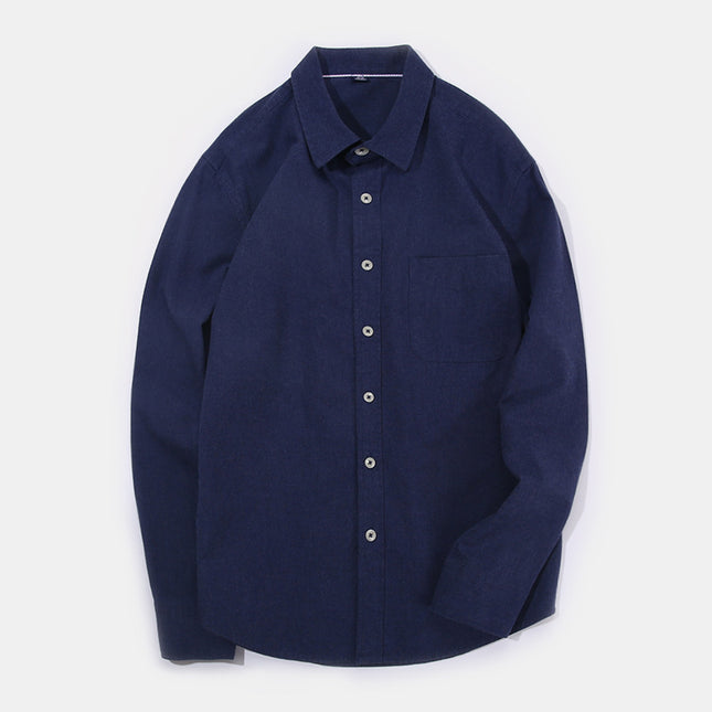 Dongyu Men's Spring and Autumn Shirts Men's Casual Pure Cotton Shirts Solid Color Long Sleeve Brushed Shirts Men's Ready Stock Wholesale