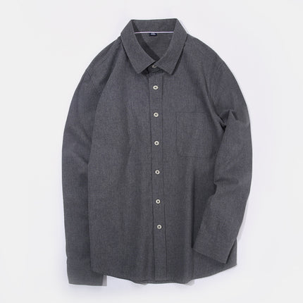 Dongyu Men's Spring and Autumn Shirts Men's Casual Pure Cotton Shirts Solid Color Long Sleeve Brushed Shirts Men's Ready Stock Wholesale