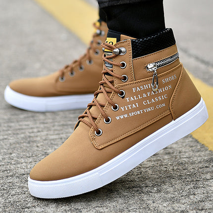 Autumn and Winter High-Top Shoes, Korean Style Men's Shoes, Student Canvas Shoes, Men's Casual Shoes, Trendy Versatile Sneakers, Trendy Shoes and Boots