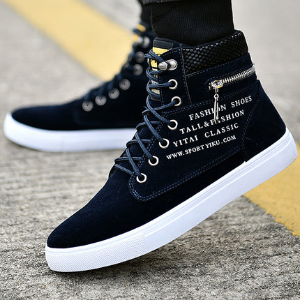 Autumn and Winter High-Top Shoes, Korean Style Men's Shoes, Student Canvas Shoes, Men's Casual Shoes, Trendy Versatile Sneakers, Trendy Shoes and Boots