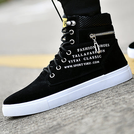 Autumn and Winter High-Top Shoes, Korean Style Men's Shoes, Student Canvas Shoes, Men's Casual Shoes, Trendy Versatile Sneakers, Trendy Shoes and Boots