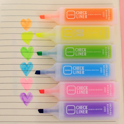 6 Colors Marker Liquid Highlighters Kawaii Gifts for Students Taking Notes Lovely Painting Office Supplies Stationery