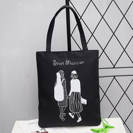 Simple Korean Style Women's Casual Student Oxford Tote Bag Creative Fashion Solid Color Cloth Bag for Women