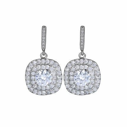 Earrings European and American simple atmosphere Joker gorgeous crystal AAA grade zircon inlaid temperament female celebrity earrings manufacturers