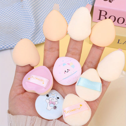 Soft Velvet Makeup Puff with Box Mini Finger Shape Foundation Highlighter Powder Puff Set Cute Blush Concealer Cosmetic Sponge