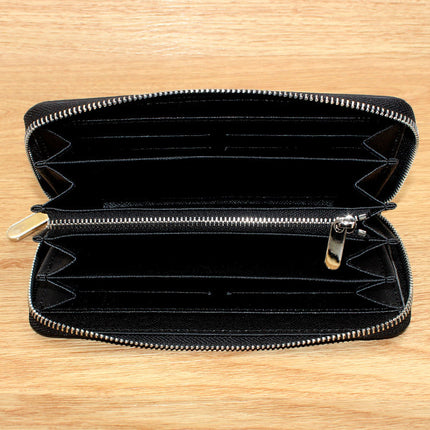Cross-border exclusive for new straw mat pattern ultra-fiber leather long men's wallet carbon fiber women's handbag OEM custom