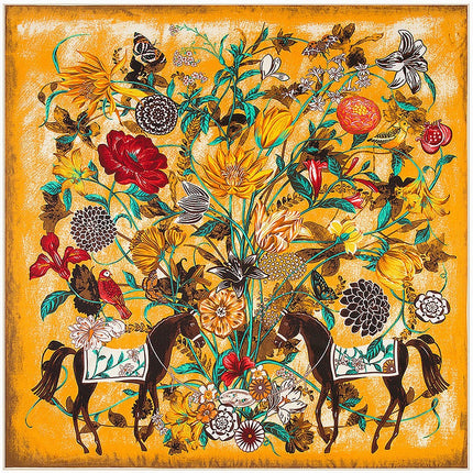 Mai Tong silk scarf 130cm flower curly flower ladies twill new large square scarf scarf shawl scarf wholesale