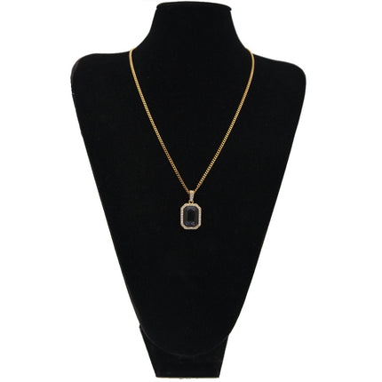 Hip-hop mini diamond-encrusted gem pendant trendy brand necklace men's handsome Joker alloy necklace cross-border jewelry wholesale