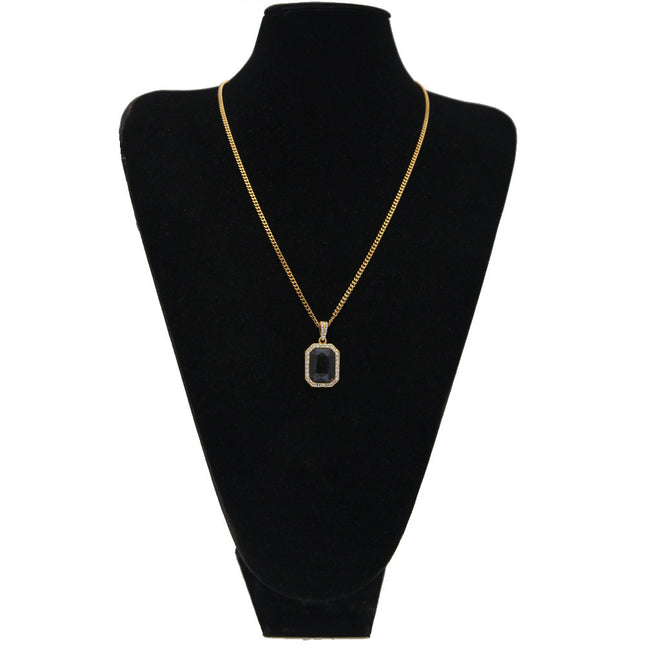 Hip-hop mini diamond-encrusted gem pendant trendy brand necklace men's handsome Joker alloy necklace cross-border jewelry wholesale