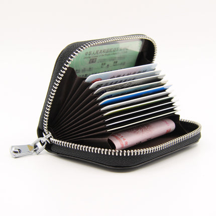 Foreign Trade Top Layer Cowhide Organ Genuine Leather Card Bag Multi-Card Bits Large Capacity RFID Anti-degaussing Men's Certificate Card Cover Women