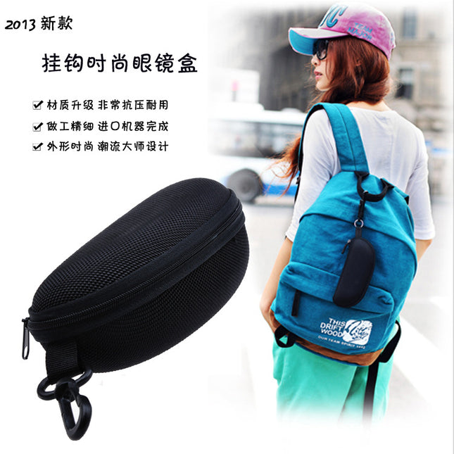 2022 Convenient Black Sunglasses Box Anti-pressure Flat Glasses Glasses Box Zipper Box Hook Sunglasses Box Universal