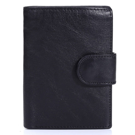 Cross-Border Men's Short Genuine Leather Wallet Retro Coin Clip First Layer Cowhide Vertical Card Holder Large Capacity