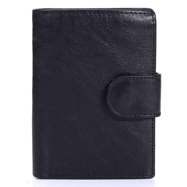 Cross-Border Men's Short Genuine Leather Wallet Retro Coin Clip First Layer Cowhide Vertical Card Holder Large Capacity