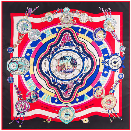 Mai Tong silk scarf New 130cm * 130cm Roman clock ladies imitation silk square scarf scarf scarf wholesale
