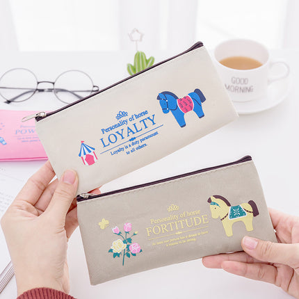 European and American creative stationery pony large capacity Oxford cloth zipper bag student prizes zipper pencil case manufacturers wholesale