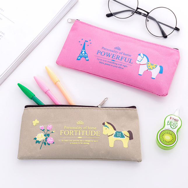 European and American creative stationery pony large capacity Oxford cloth zipper bag student prizes zipper pencil case manufacturers wholesale