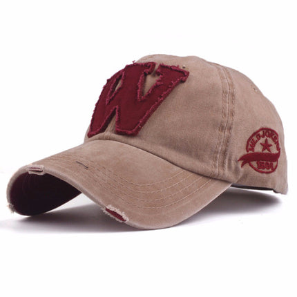 Foreign trade cowboy cap Korean W letters men and women baseball cap washed old sun hat face sun hat