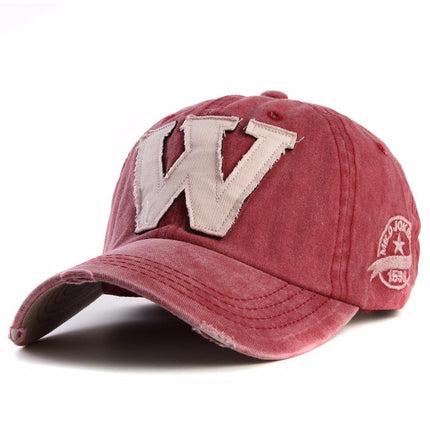 Foreign trade cowboy cap Korean W letters men and women baseball cap washed old sun hat face sun hat