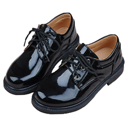 Boys Black Leather Shoes Spring and Autumn New Patent Leather White Performance Shoes British Style Dress Student Shoes Children's Sneakers