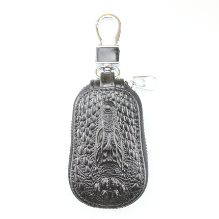 Crocodile pattern car key bag crocodile head car key bag head layer cowhide key bag protective cover unisex