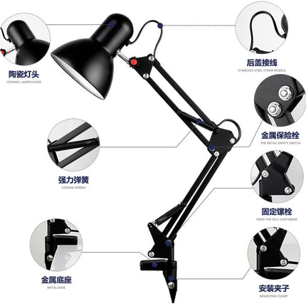 American Long-Arm Led Desk Lamp Learning Reading Eye Protection Work Desk Lamp Metal Long-Arm Foldableing Desk Lamp Wholesale