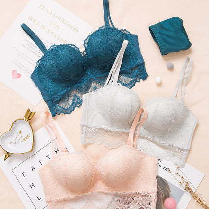 Huamei Summer New Lace Princess Massage Palm Cup Sexy Bra Comfortable Gather-up No Rings Underwear Set