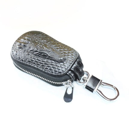 Crocodile pattern car key bag crocodile head car key bag head layer cowhide key bag protective cover unisex