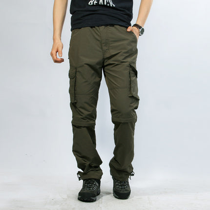 Summer Thin Detachable Two-section Pants Quick Dry Outdoor Cordwork Pants Trousers Men's Casual Pants Breathable Multi-pocket