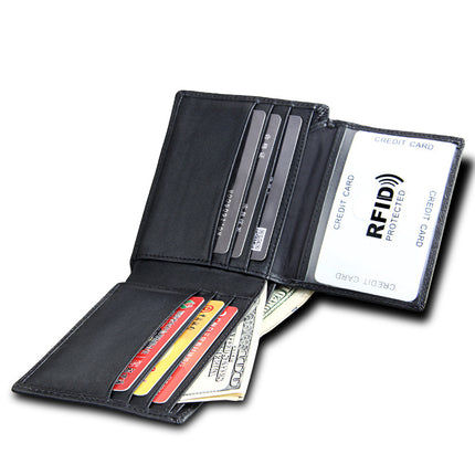 Guangzhou Manufacturer Men's Short Genuine Leather Wallet First Layer Cowhide Leather Wallet Plain Multi-Card Slot Wallet Customization