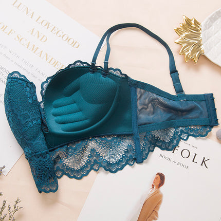 Huamei Summer New Lace Princess Massage Palm Cup Sexy Bra Comfortable Gather-up No Rings Underwear Set
