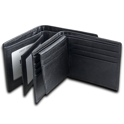 Guangzhou Manufacturer Men's Short Genuine Leather Wallet First Layer Cowhide Leather Wallet Plain Multi-Card Slot Wallet Customization