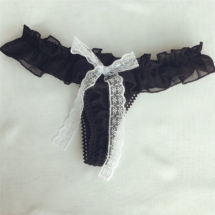 Korean Style Sexy Half-cooked Style Low Waist Charming Women's Underwear Girl's Bow Thong T-pants T-BACK