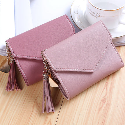 New Fashionable Small Wallet Women's Short Japanese and K-Style Cute Little Fresh Tassel Mini Student Ladies Wallet Wallet