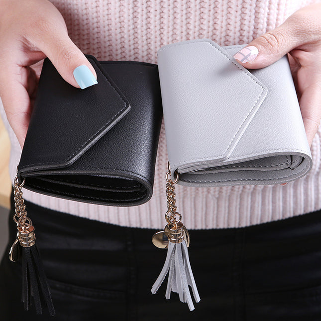 New Fashionable Small Wallet Women's Short Japanese and K-Style Cute Little Fresh Tassel Mini Student Ladies Wallet Wallet
