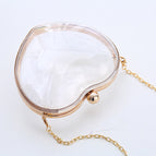 Middle peach heart transparent gold + O chain