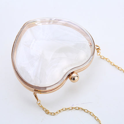 New European and American Acrylic Bag Mini Love Clutch Transparent Evening Bag