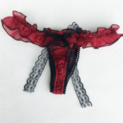 Korean Style Sexy Half-cooked Style Low Waist Charming Women's Underwear Girl's Bow Thong T-pants T-BACK