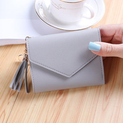 New Fashionable Small Wallet Women's Short Japanese and K-Style Cute Little Fresh Tassel Mini Student Ladies Wallet Wallet