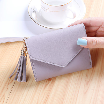 New Fashionable Small Wallet Women's Short Japanese and K-Style Cute Little Fresh Tassel Mini Student Ladies Wallet Wallet