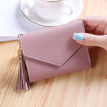 New Fashionable Small Wallet Women's Short Japanese and K-Style Cute Little Fresh Tassel Mini Student Ladies Wallet Wallet