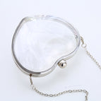 Middle peach heart transparent silver + O chain