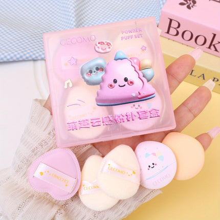Soft Velvet Makeup Puff with Box Mini Finger Shape Foundation Highlighter Powder Puff Set Cute Blush Concealer Cosmetic Sponge