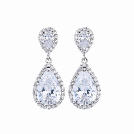 Qingxing Rouge Earrings High Quality Eight Heart Eight Arrows Zircon Inlaid Dinner Style Earrings European and American Cross-border Manufacturers Supply