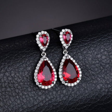 Qingxing Rouge Earrings High Quality Eight Heart Eight Arrows Zircon Inlaid Dinner Style Earrings European and American Cross-border Manufacturers Supply