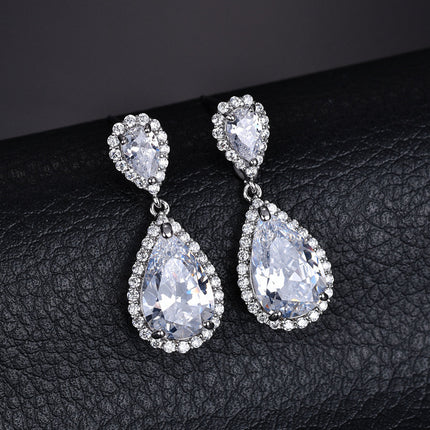 Qingxing Rouge Earrings High Quality Eight Heart Eight Arrows Zircon Inlaid Dinner Style Earrings European and American Cross-border Manufacturers Supply