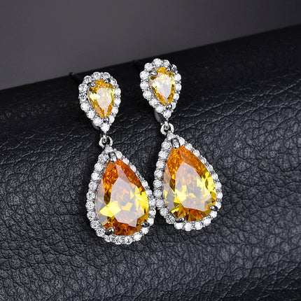 Qingxing Rouge Earrings High Quality Eight Heart Eight Arrows Zircon Inlaid Dinner Style Earrings European and American Cross-border Manufacturers Supply