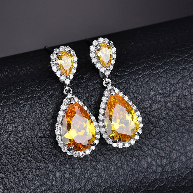 Qingxing Rouge Earrings High Quality Eight Heart Eight Arrows Zircon Inlaid Dinner Style Earrings European and American Cross-border Manufacturers Supply