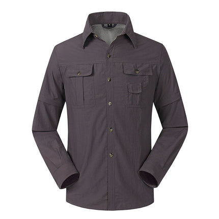 Outdoor Quick-Drying Clothes for Men and Women Couples, Breathable Quick-Drying Long-Sleeved Shirts, Removable Fishing and Travel Overalls
